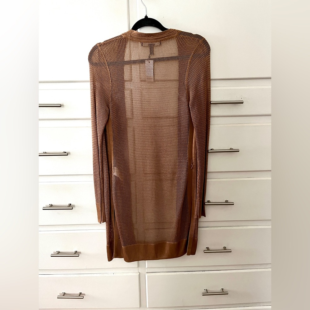 🆕 White House Black Market crochet cover up in copper size XS no belt - Picture 7 of 13
